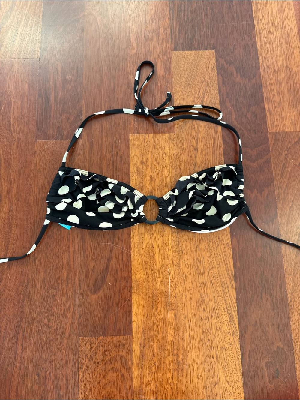 PINK Victoria's Secret Black and White Polka Dot Bandeau Bikini Top